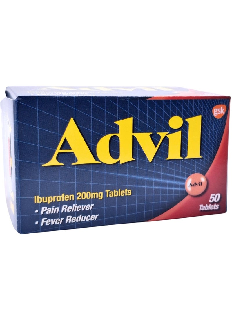 أدفيل 200 ملغ 50 حبة-مسكن للآلام ومضاد للالتهابات - Image 1